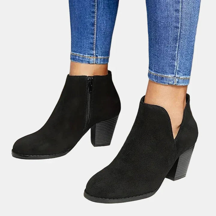 Stella | Luxurious Suede Block-Heel Ankle Boots
