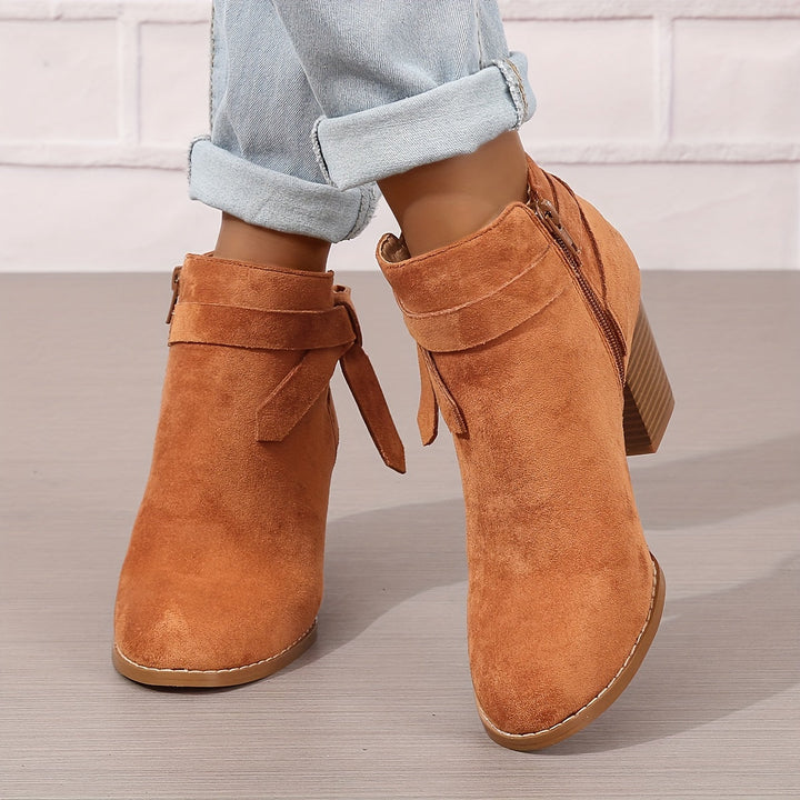 Celestine | Feminine Pointed Toe Block Heel Ankle Boots