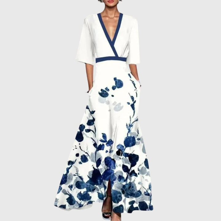 Mila | Floral V-Neck Wrap Long Sleeved Maxi Dress