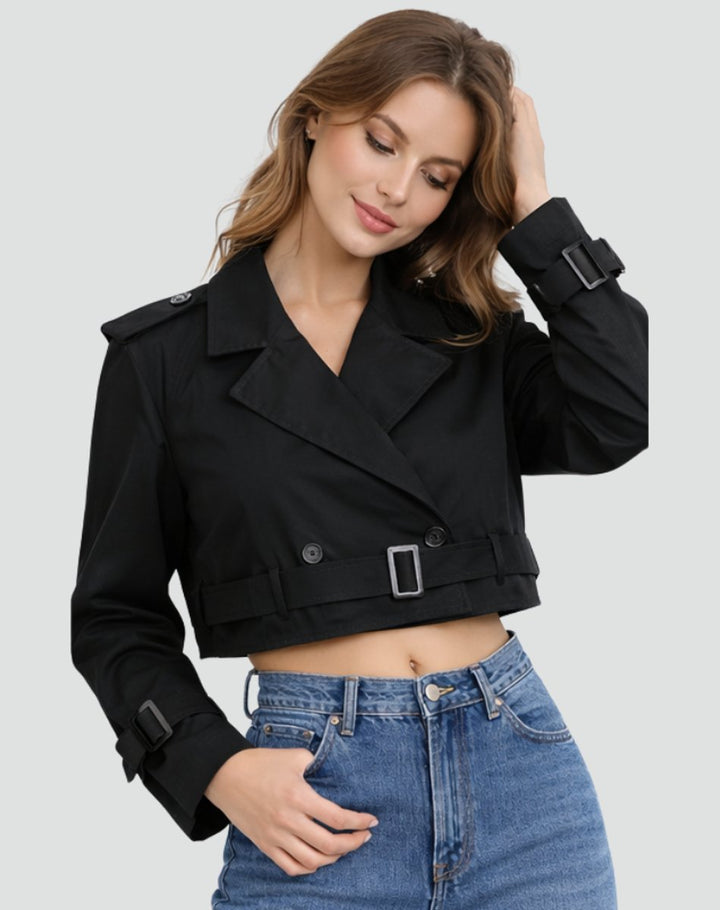 Olivia | Eleganter kurzer taillierter Trenchcoat