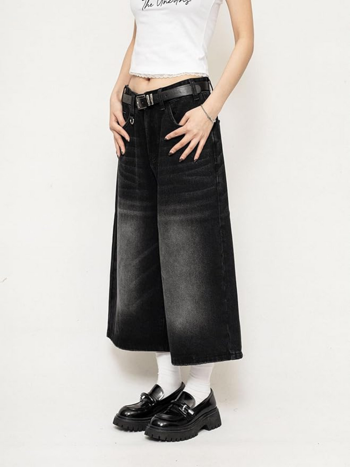 Luna | Ausgefallene Vintage-Culotte aus Denim mit Used-Details