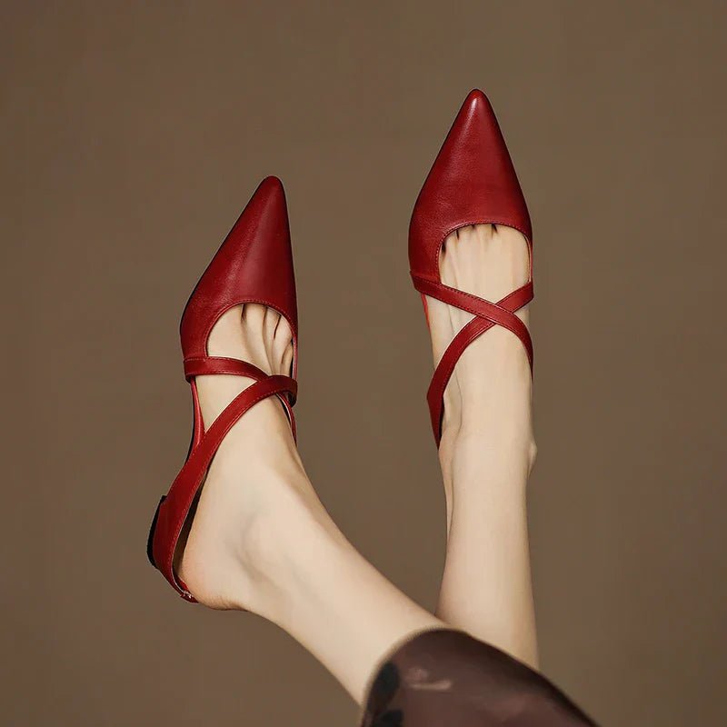 Seraphina | Mule sofisticate e confortevoli in pelle con cinturini incrociati