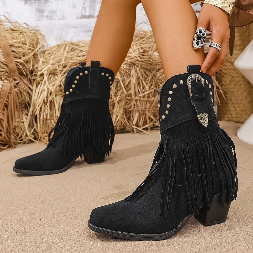 Nora | Stylish And Studded Fringe Western Cowboy Boots