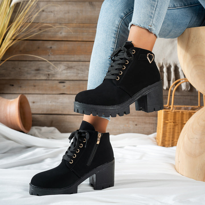 Sofia | Stylish Block-Heel Lace-Up Ankle Boots