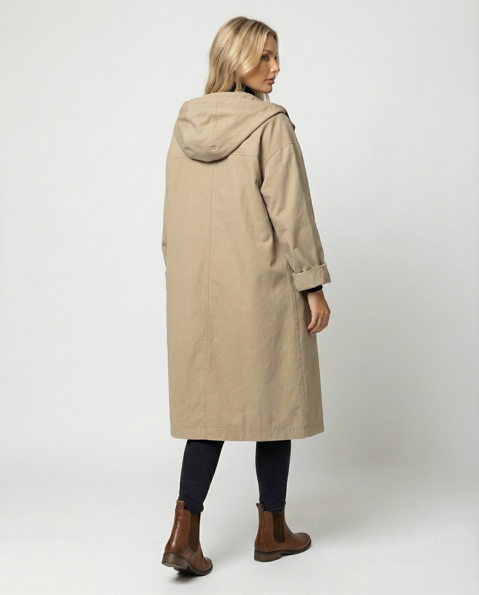 Clara | Elegante wasserdichte Longline-Jacke mit Kapuze