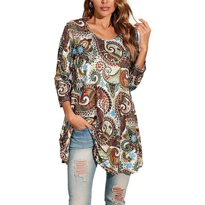 Elise | Leichtes A-Linien-Tunikashirt mit Mandala-Print