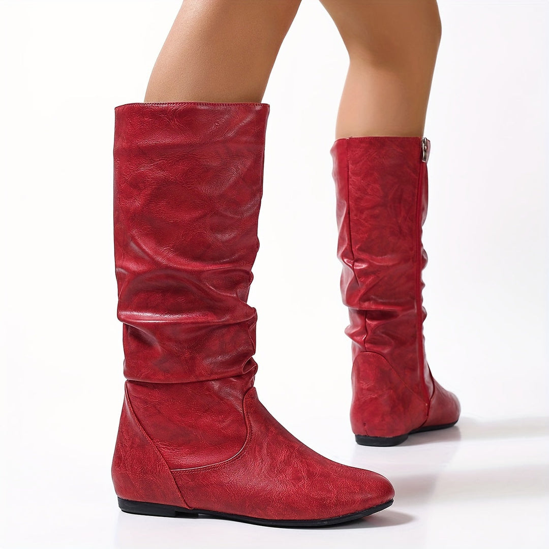 Emily | Comfortable and Timeless Gathered Flat Knee High Boots
