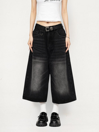 Luna | Ausgefallene Vintage-Culotte aus Denim mit Used-Details
