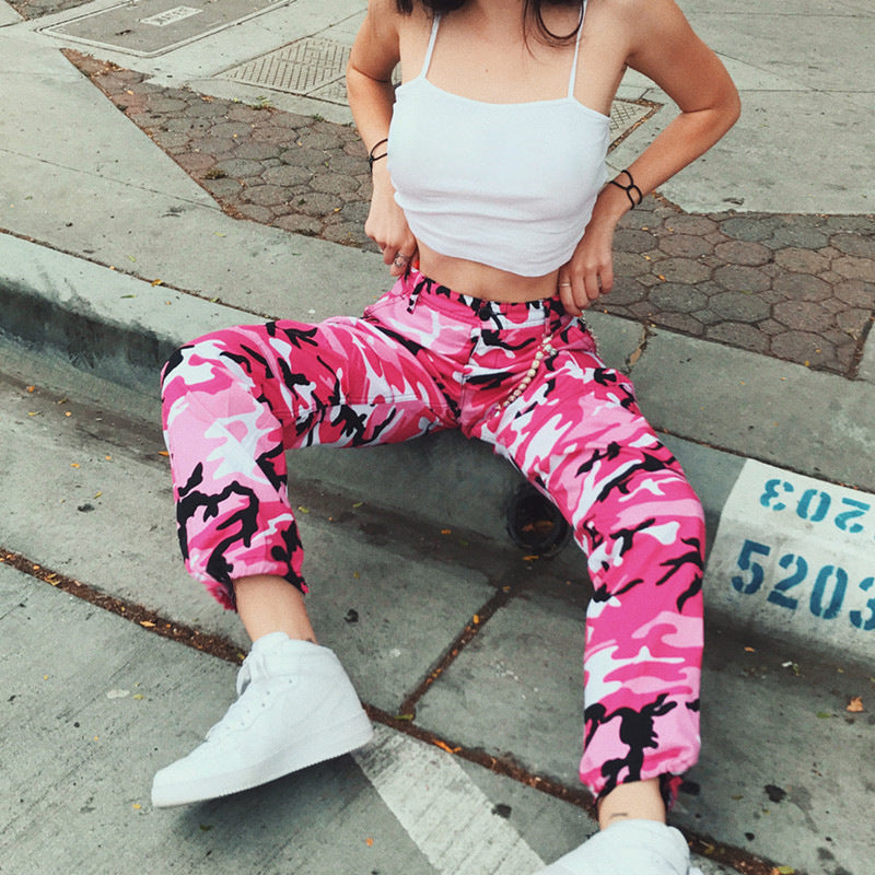 Lydia | Pantalon cargo camouflage audacieux et élégant