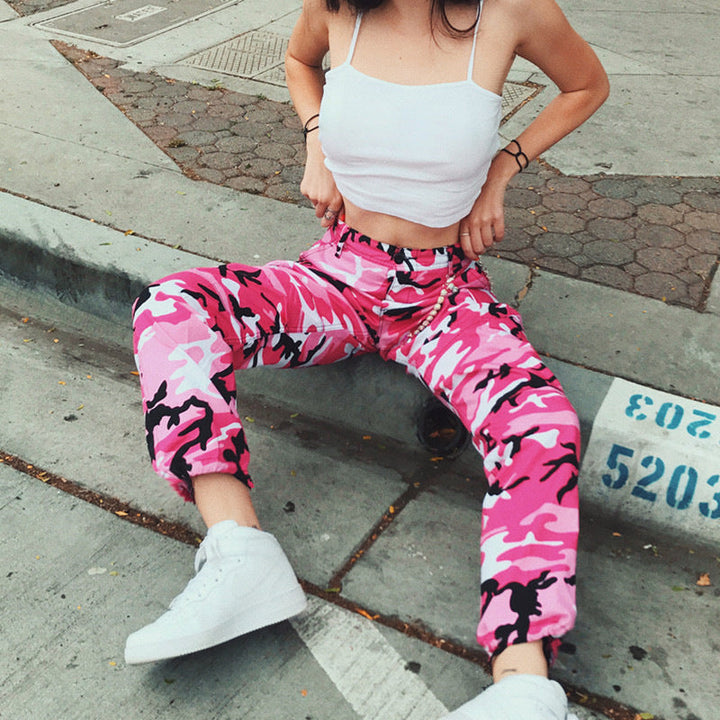 Lydia | Pantalon cargo camouflage audacieux et élégant