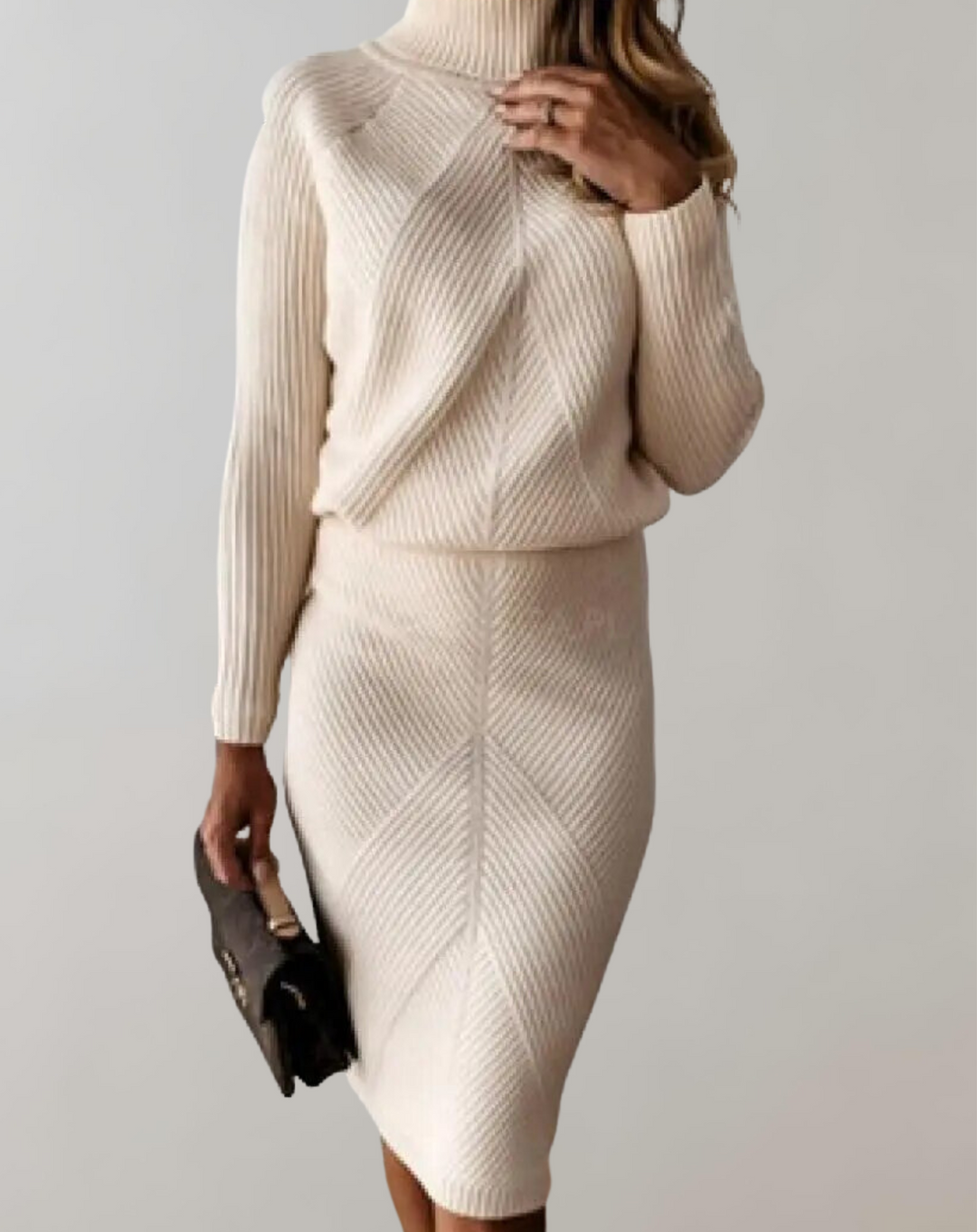 Chloe | Kuscheliges und elegantes zweiteiliges Strick-Set mit Rollkragen