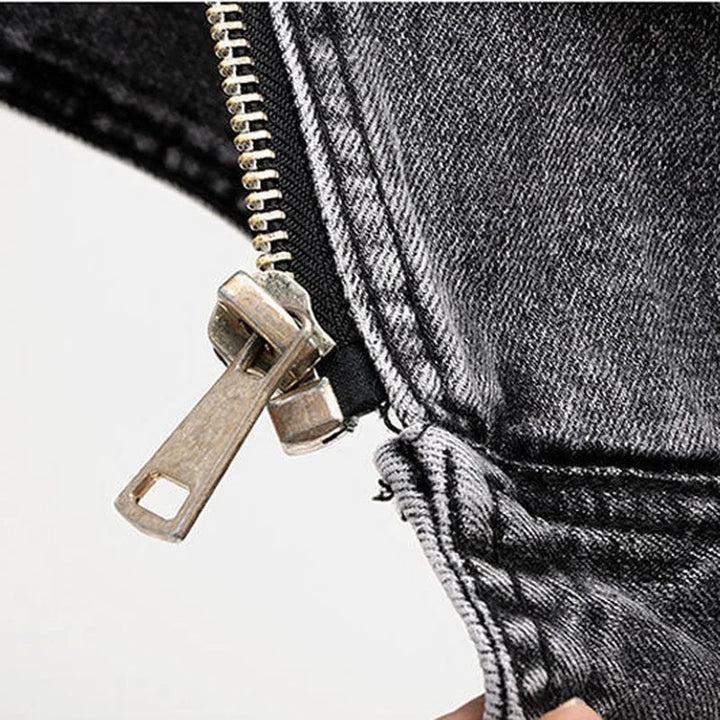 Jackson | Gilet de motard en denim robuste et élégant à effet usé