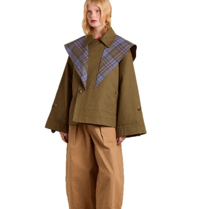 Audrey | Trench-coat oversize à carreaux, moderne et élégant