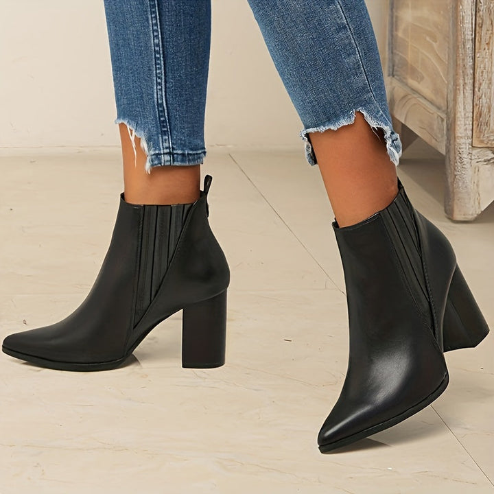 Madison | Comfortable Pointed Toe Block Heel Ankle Boots