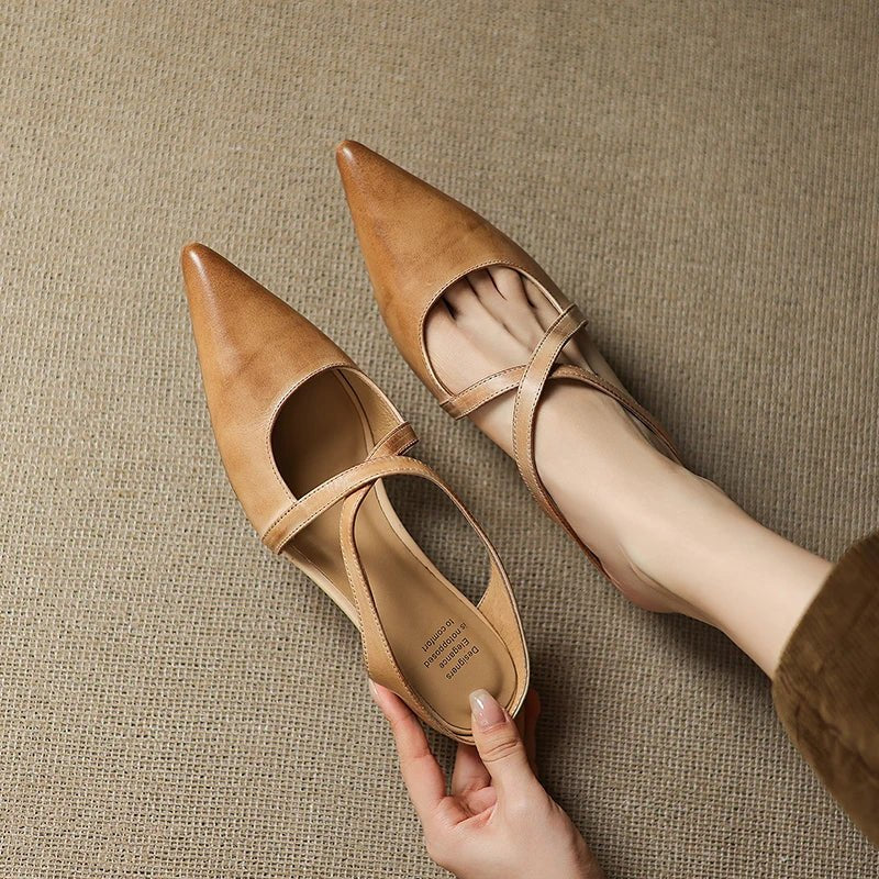 Seraphina | Mule sofisticate e confortevoli in pelle con cinturini incrociati