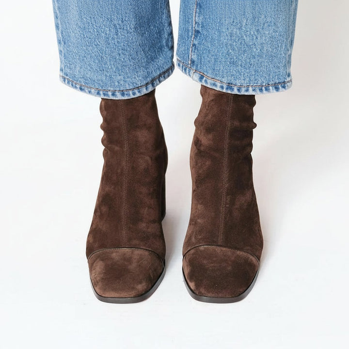 Freya | Stylish Square Toe Block Heel Ankle Boots