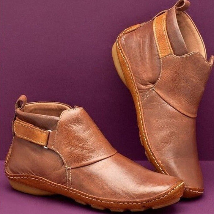 Amelia | Comfortable Leather Strap Ankle Boots