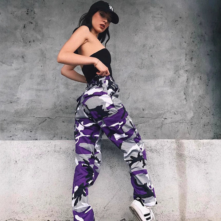 Lydia | Pantalon cargo camouflage audacieux et élégant