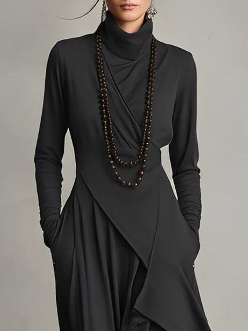 Caroline | Modern Asymmetrical Long Sleeved Maxi Dress