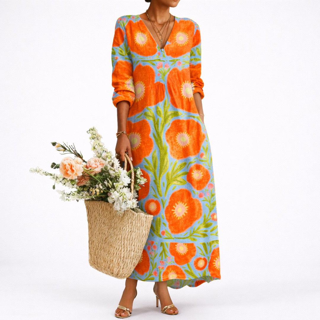 Isabella | Elegant And Stylish Fall Wedding Floral Maxi Dress