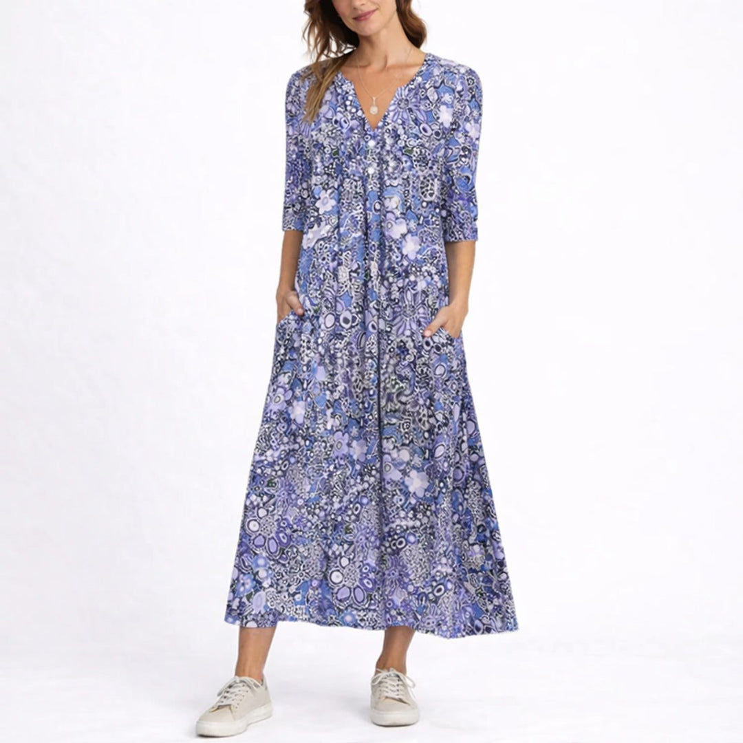 Camila | Comfortable And Elegant Fall Wedding Floral Midi Dress