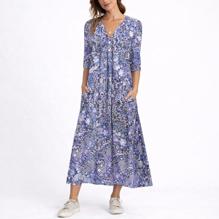 Camila | Comfortable And Elegant Fall Wedding Floral Midi Dress