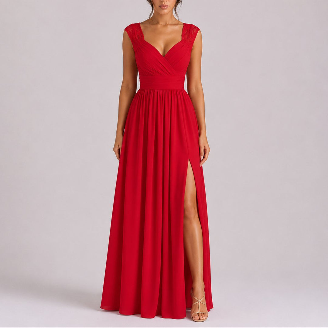 Sophia | Elegant And Sophisticated Fall Wedding Lace Maxi Dress